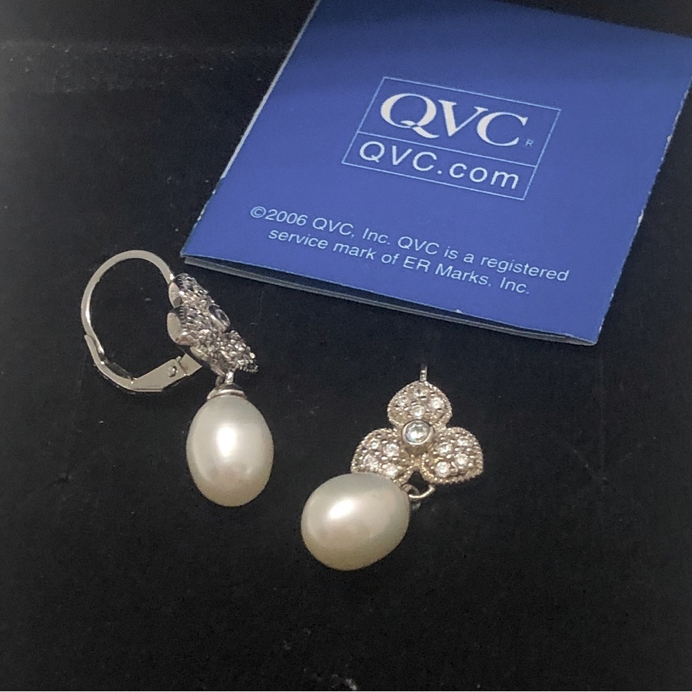 Pearl earrings sterling silver earrings designer Joseph Esposito boxed